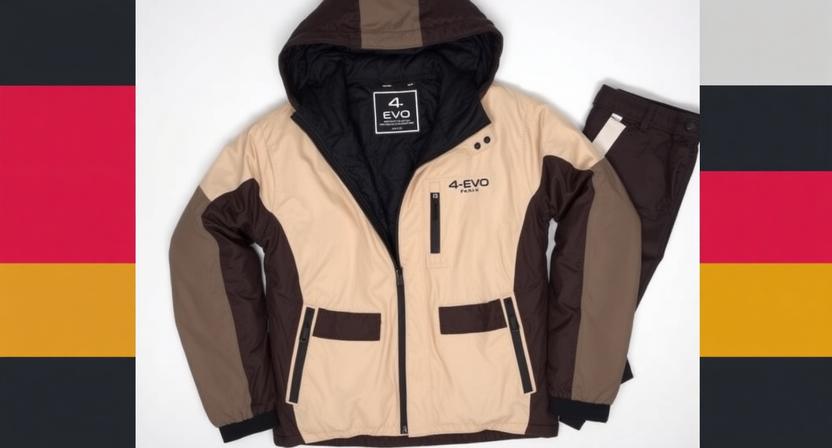 4-EVO sand and brown insulated hooded jacket with matching trousers
